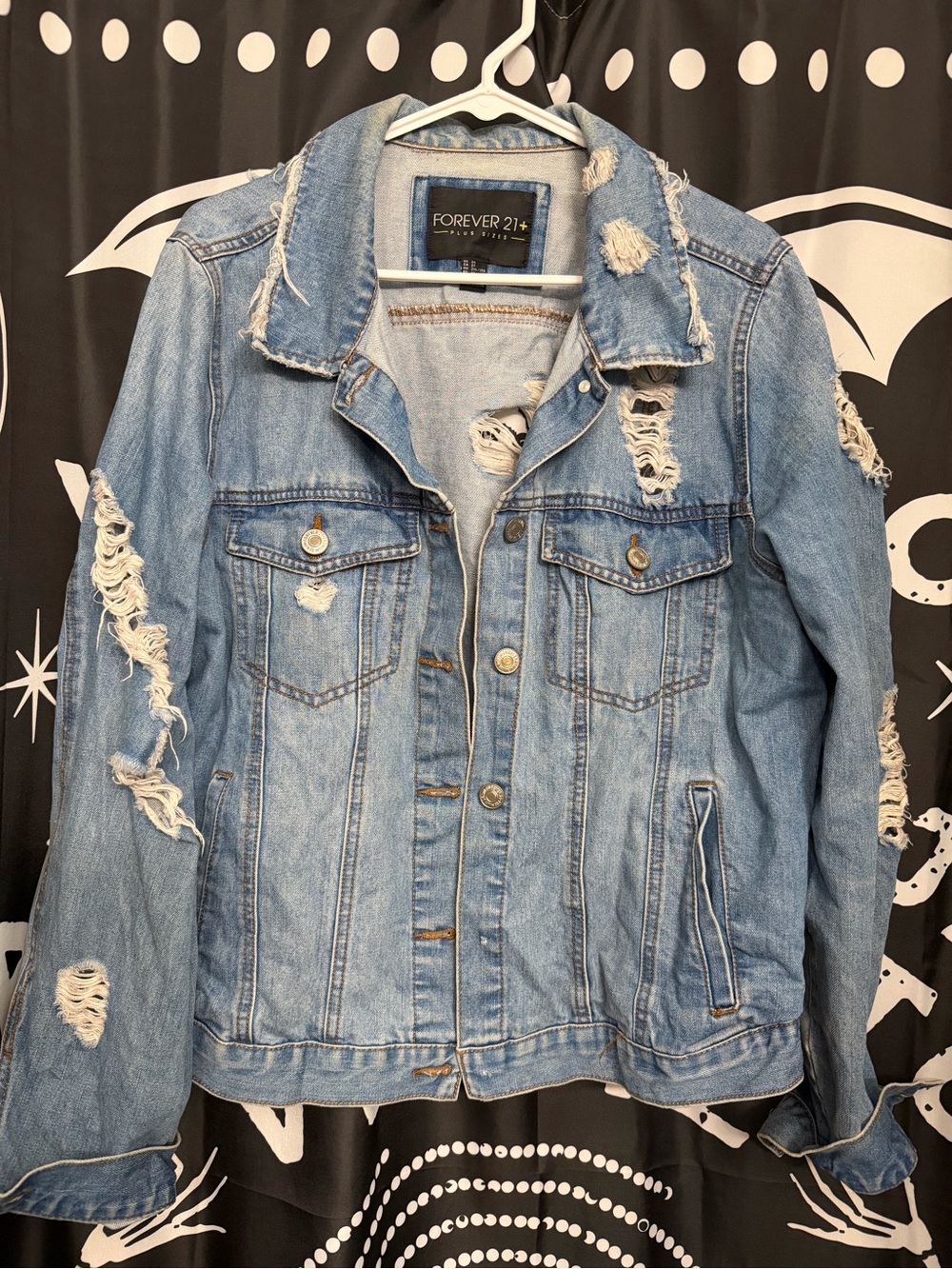Forever 21 Distressed Light Blue Denim Jacket - Women's